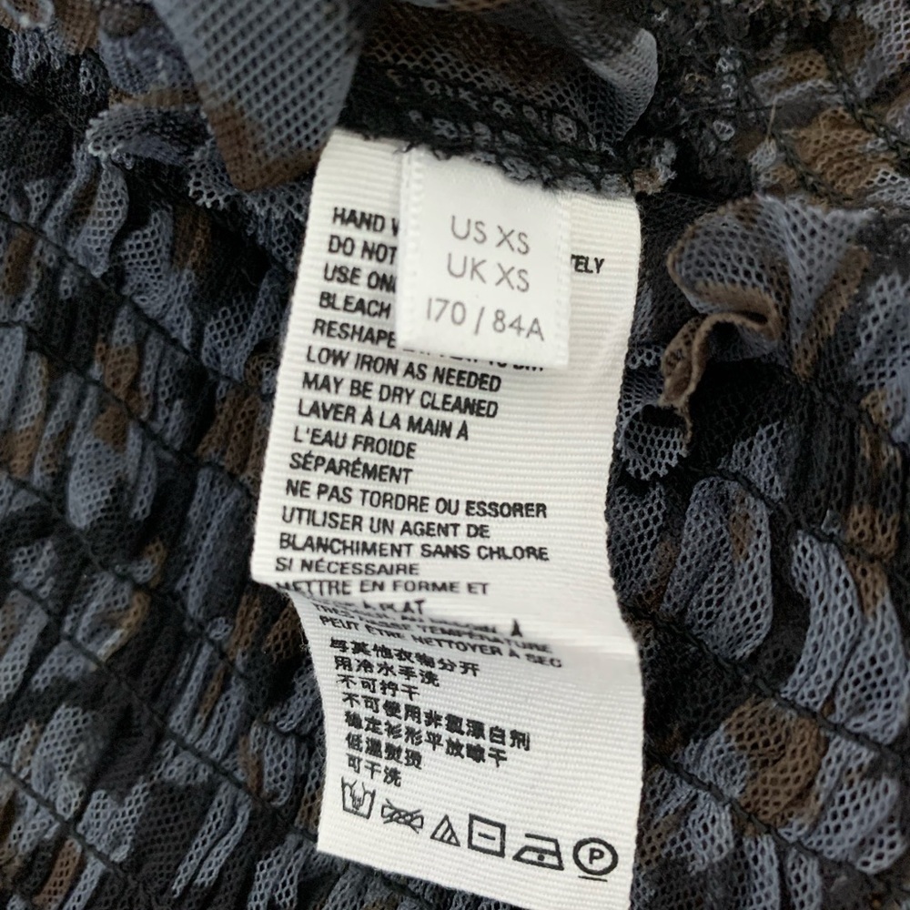 Free People Twyla Cropped Floral Top Gray Black Semi-Sheer Mesh XS Extra Small - Picture 9 of 12